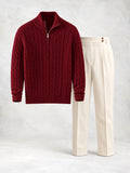 Men's Cable Knit Half-Zip Sweater & Pants Set