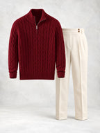 Men's Cable Knit Half-Zip Sweater & Pants Set