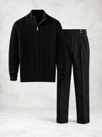 Men's Cable Knit Half-Zip Sweater & Pants Set