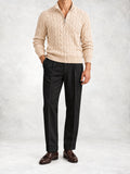 Men's Cable Knit Half-Zip Sweater and Pants Set