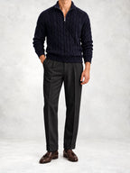 Men's Cable Knit Half-Zip Sweater and Pants Set