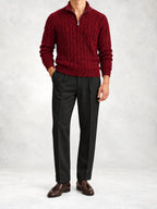Men's Cable Knit Half-Zip Sweater and Pants Set