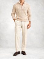 Men's Cable Knit Half-Zip Sweater and Pants Set
