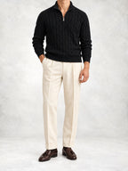 Men's Cable Knit Half-Zip Sweater and Pants Set