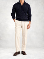 Men's Cable Knit Half-Zip Sweater and Pants Set