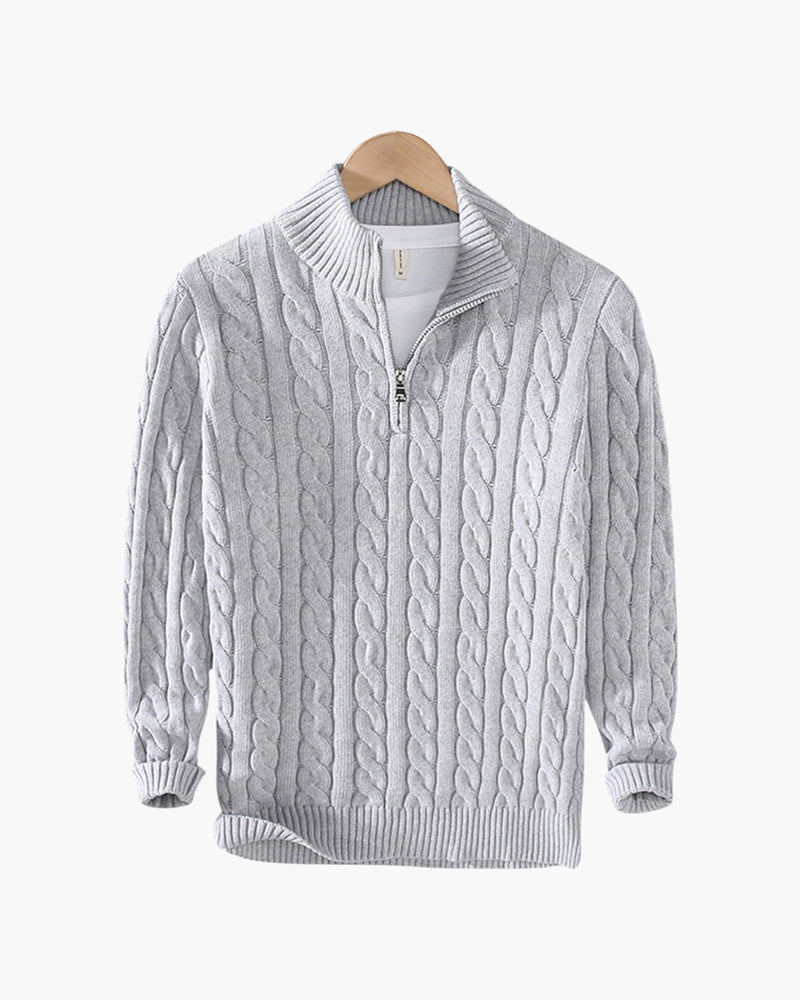 Men's Cable Knit Quarter-Zip Sweater