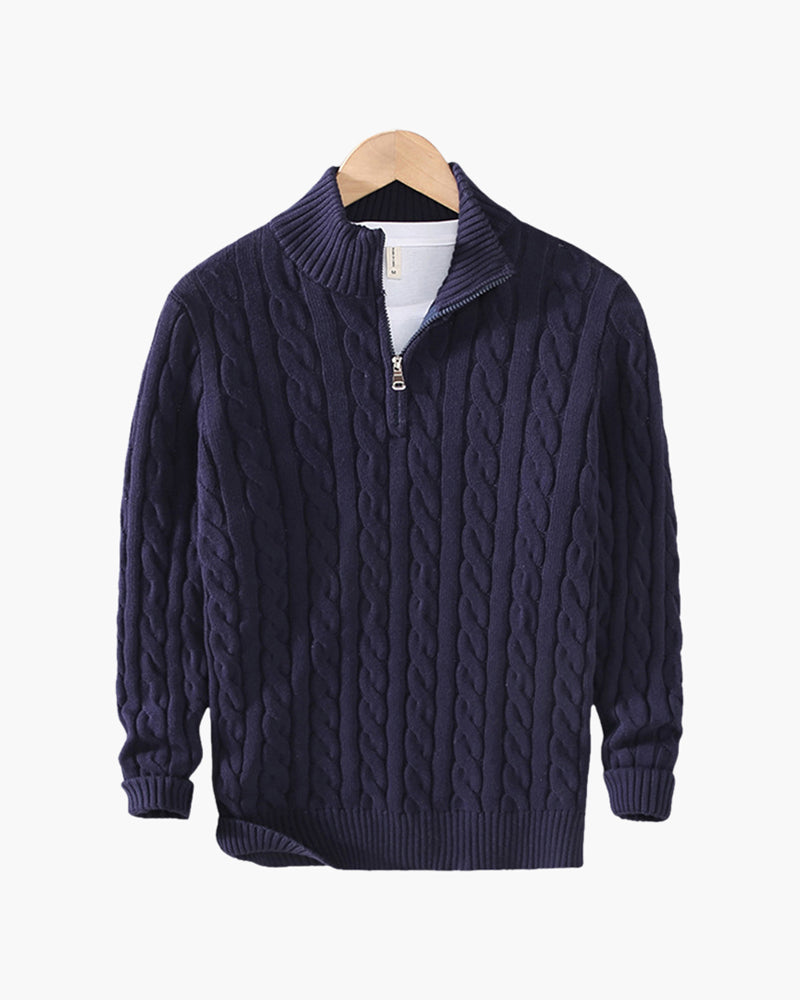 Men's Cable Knit Quarter-Zip Sweater