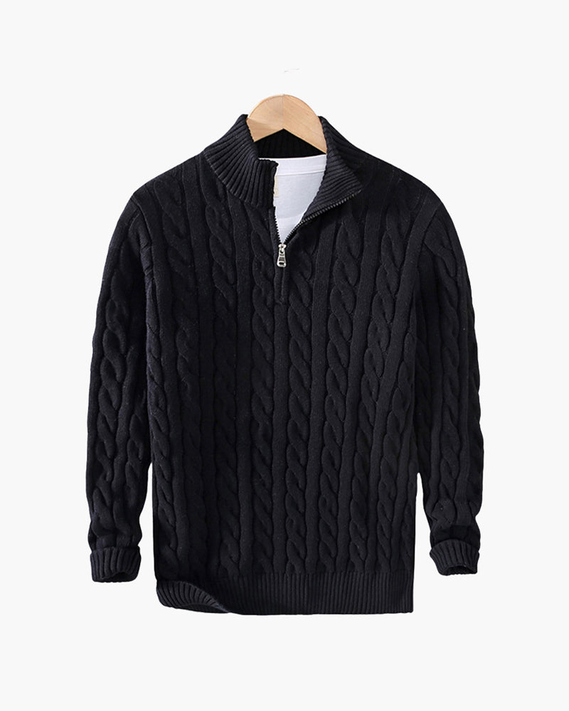 Men's Cable Knit Quarter-Zip Sweater
