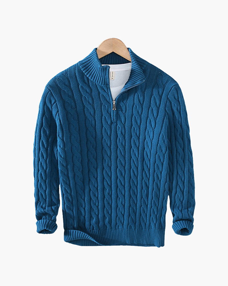 Men's Cable Knit Quarter-Zip Sweater