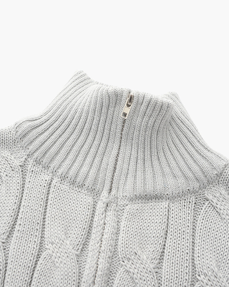 Men's Cable Knit Quarter-Zip Sweater
