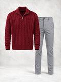 Men's Cable Knit Quarter-Zip Sweater & Pants Set