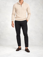 Men's Cable Knit Half-Zip Sweater and Slim Pants Set