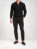 Men's Cable Knit Half-Zip Sweater and Slim Pants Set
