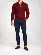 Men's Cable Knit Half-Zip Sweater and Slim Pants Set