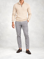 Men's Cable Knit Half-Zip Sweater and Slim Pants Set