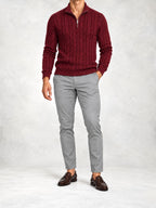Men's Cable Knit Half-Zip Sweater and Slim Pants Set