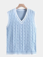 Men's Cable Knit V-Neck Sweater Vest