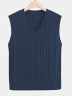 Men's Cable Knit V-Neck Sweater Vest
