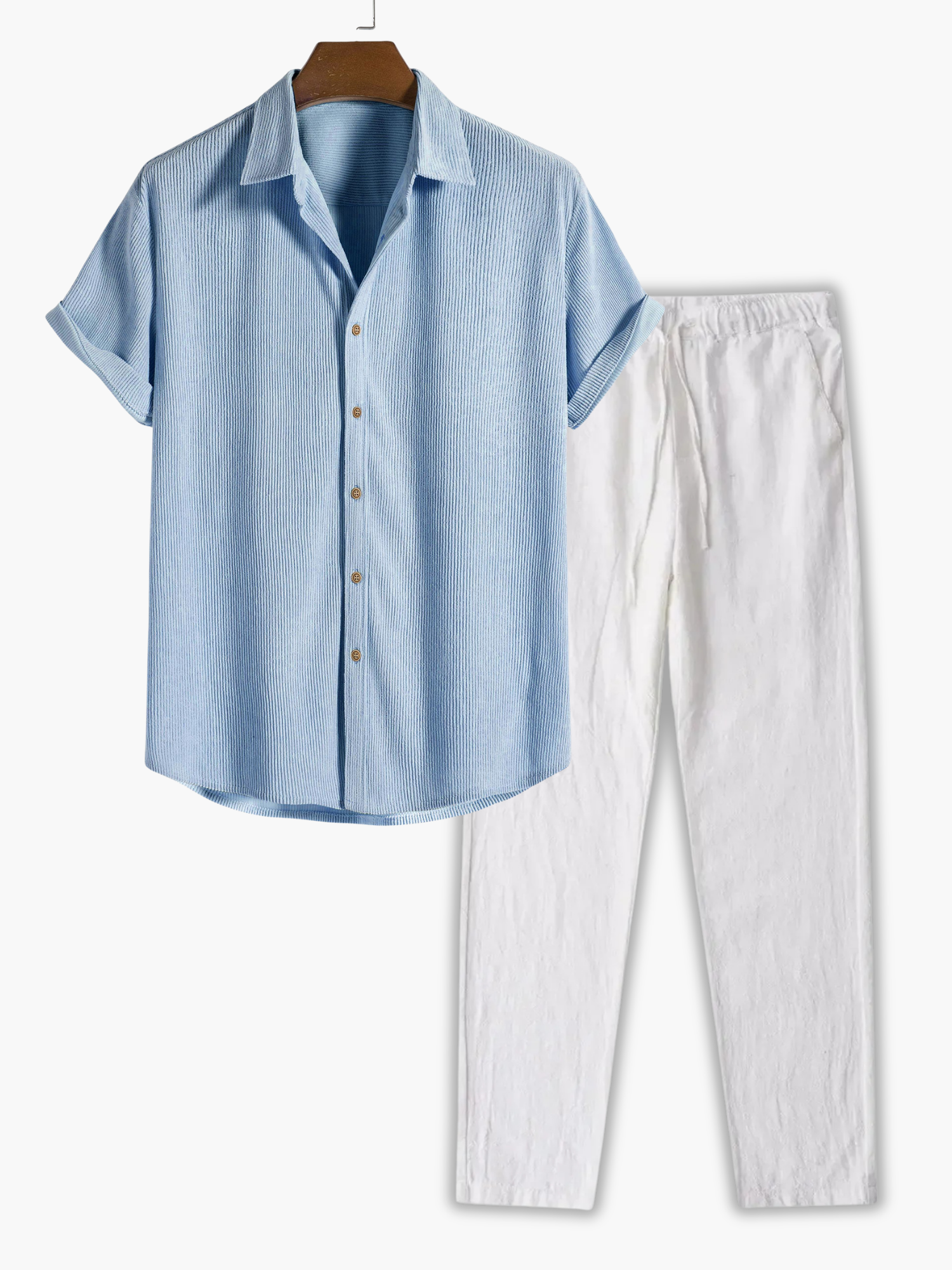 Men's Camp Collar Shirt and Drawstring Pants Set