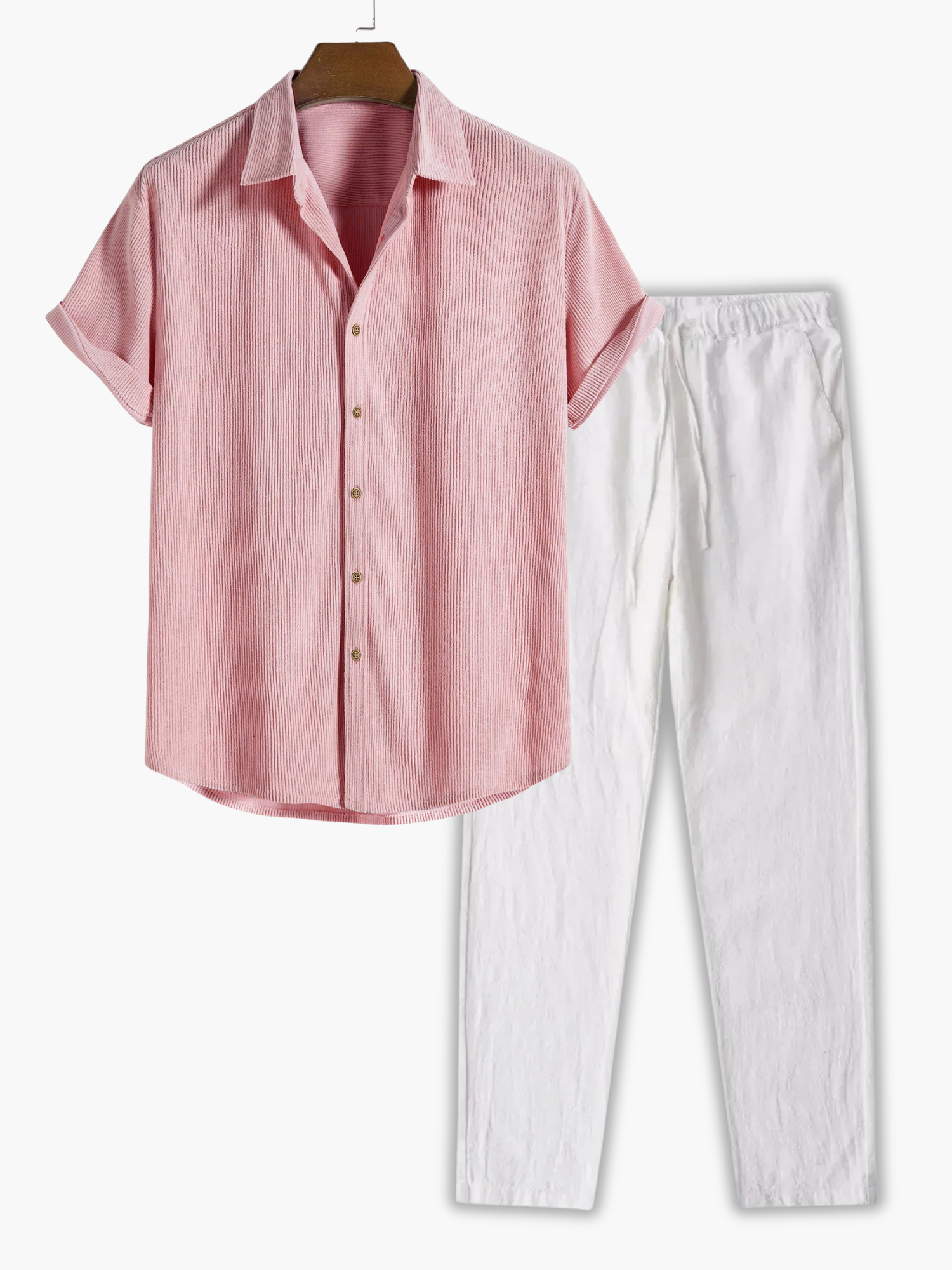 Men's Camp Collar Shirt and Drawstring Pants Set