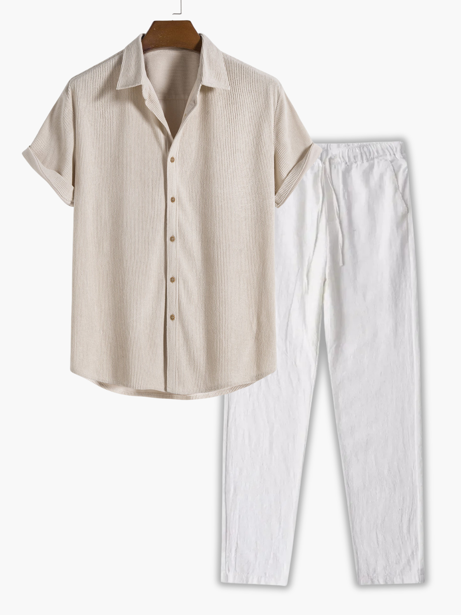 Men's Camp Collar Shirt and Drawstring Pants Set