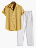 Men's Camp Collar Shirt and Drawstring Pants Set