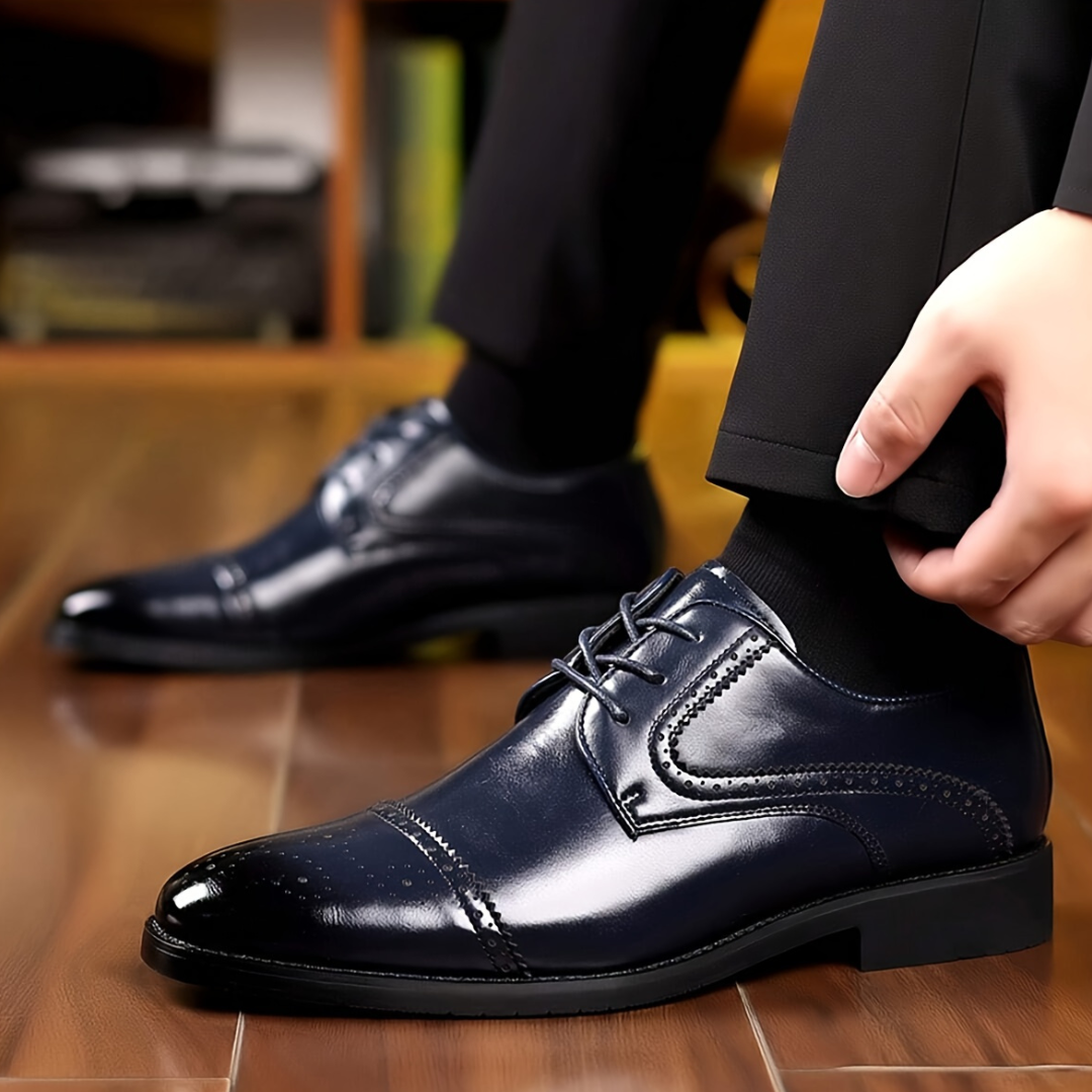 Men's Cap Toe Brogue Dress Shoes