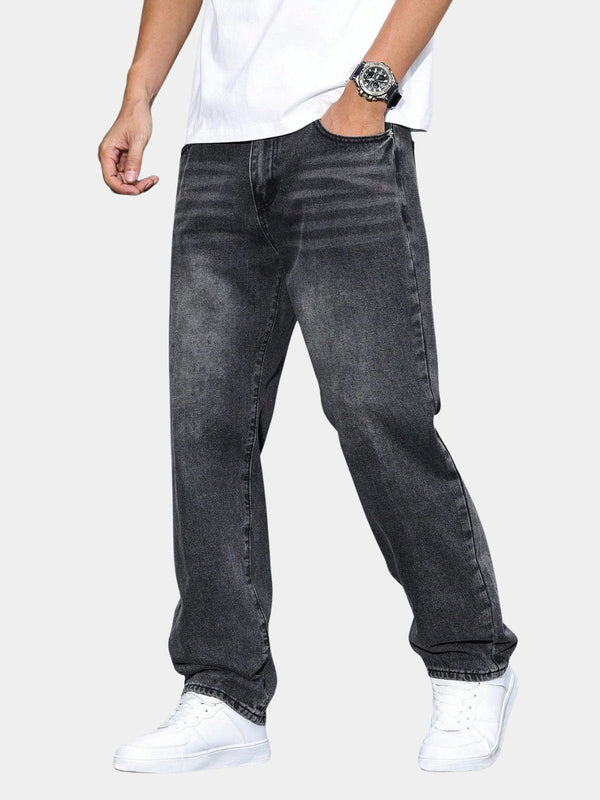 Men's Casual Straight Jeans with Pockets