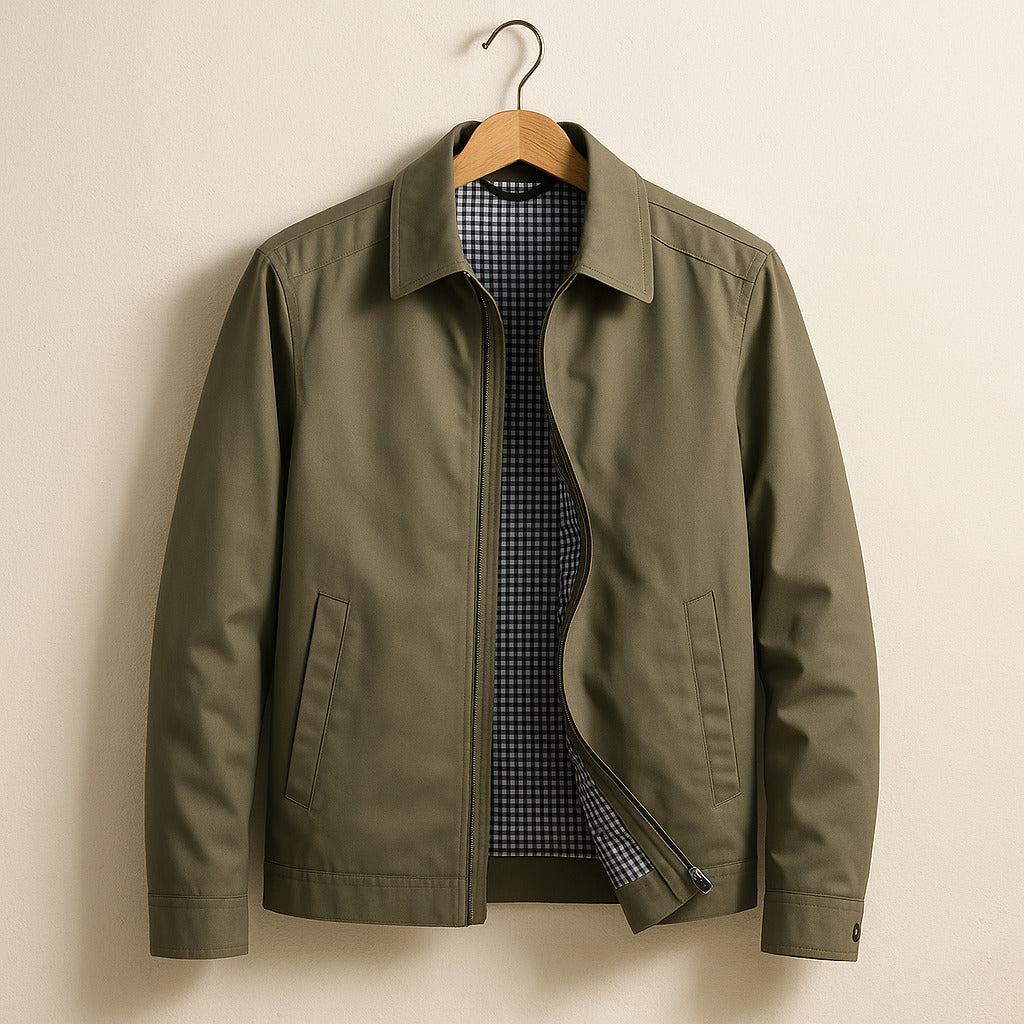 Men's Check Lined Zip-Up Jacket
