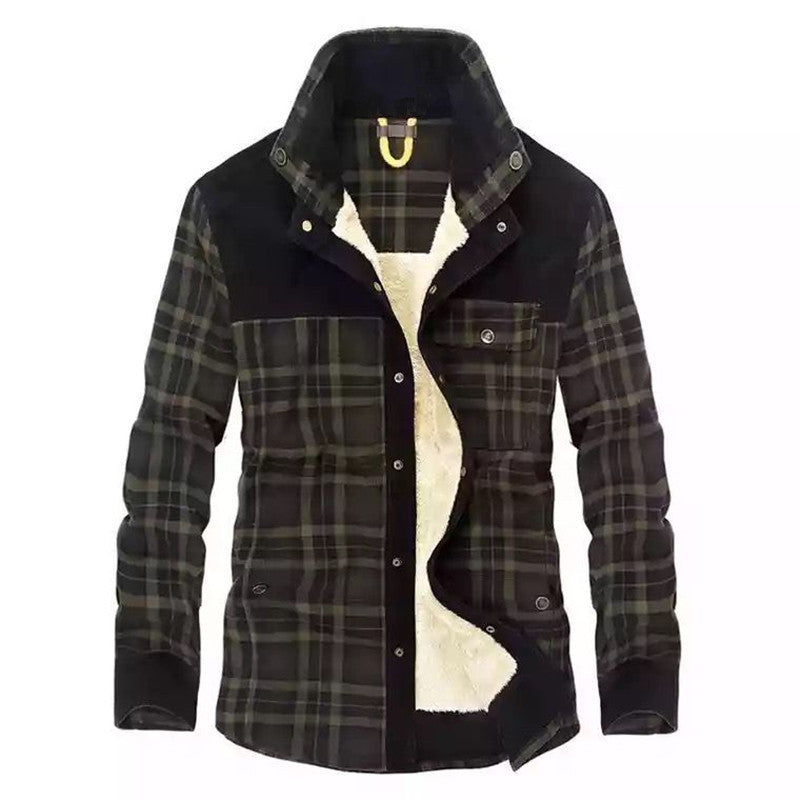 Men's Checkered High Collar Jacket