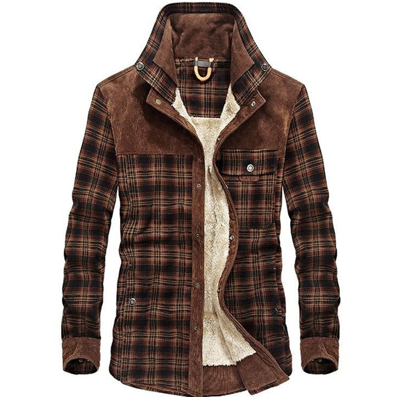 Men's Checkered High Collar Jacket