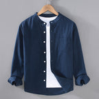 Men's Chest Pocket Mandarin Collar Shirt
