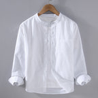 Men's Chest Pocket Mandarin Collar Shirt