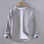 Men's Chest Pocket Mandarin Collar Shirt