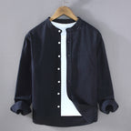 Men's Chest Pocket Mandarin Collar Shirt