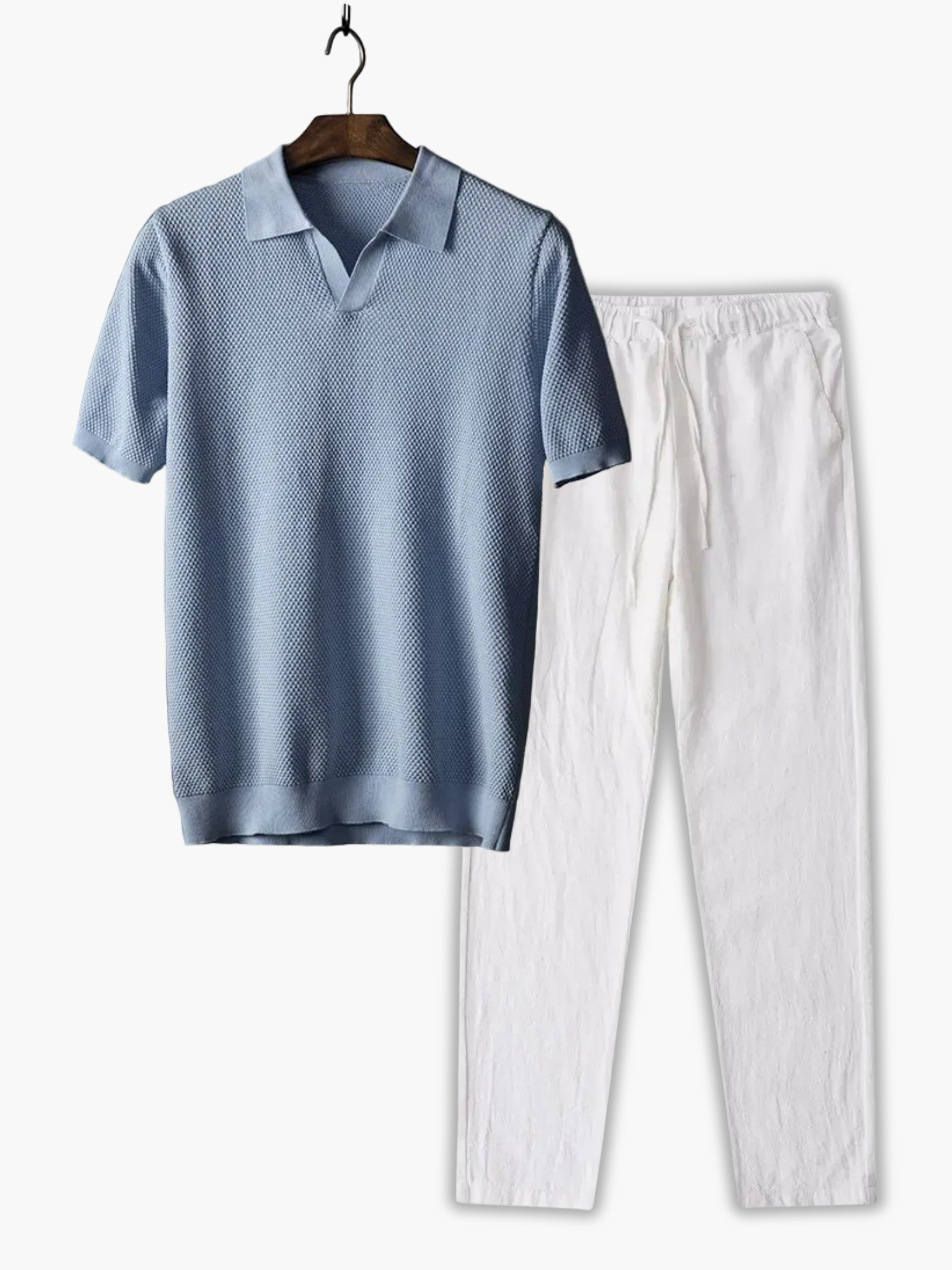 Men's Classic Collar Polo and Drawstring Pants Set