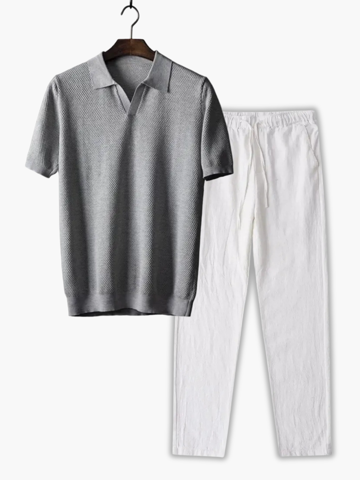 Men's Classic Collar Polo and Drawstring Pants Set