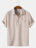 Men's Collared Button Placket Polo Shirt