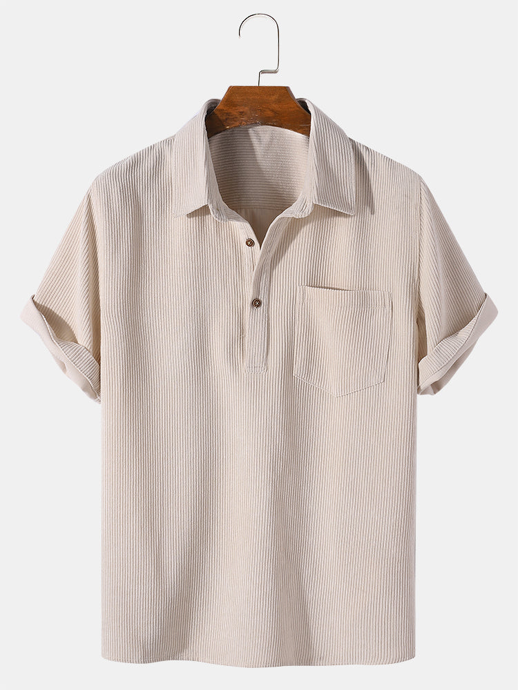 Men's Collared Button Placket Polo Shirt