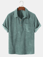 Men's Collared Button Placket Polo Shirt