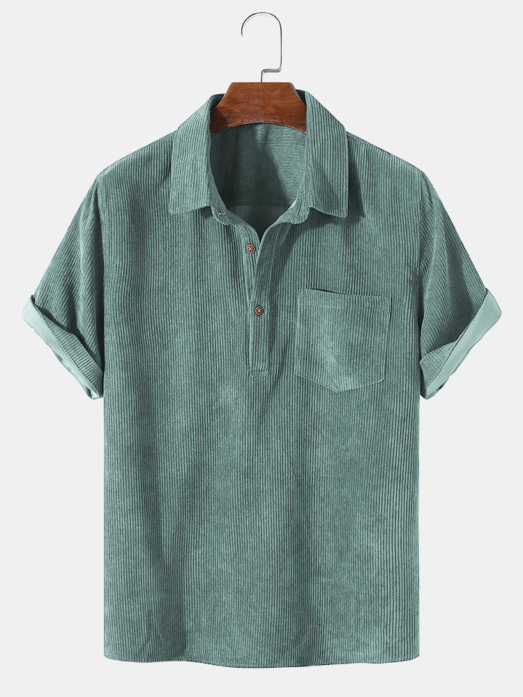 Men's Collared Button Placket Polo Shirt