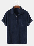 Men's Collared Button Placket Polo Shirt