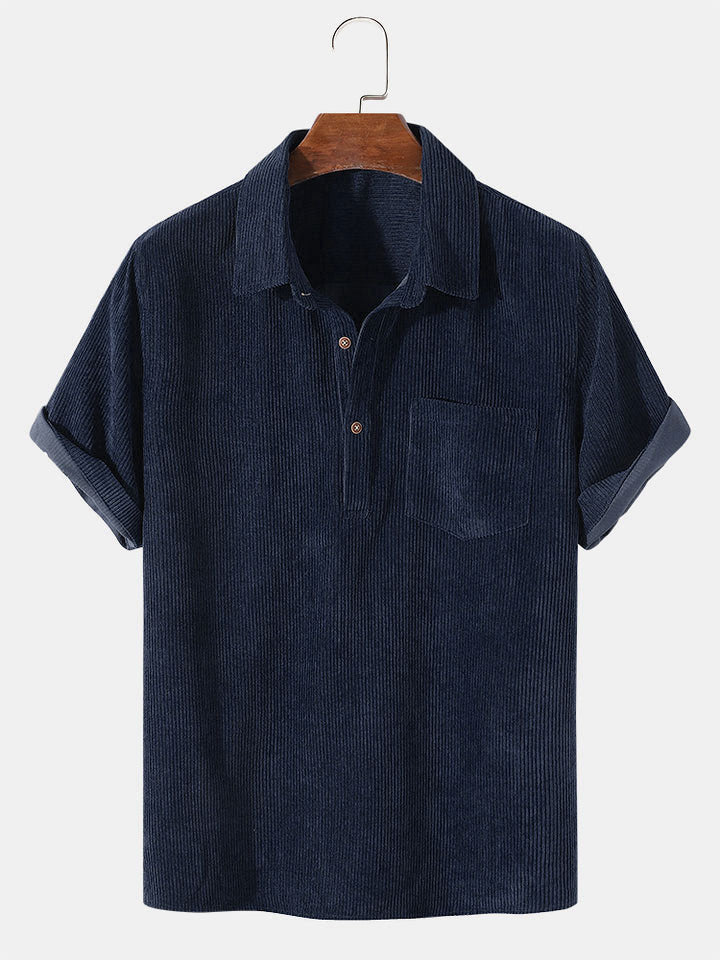 Men's Collared Button Placket Polo Shirt