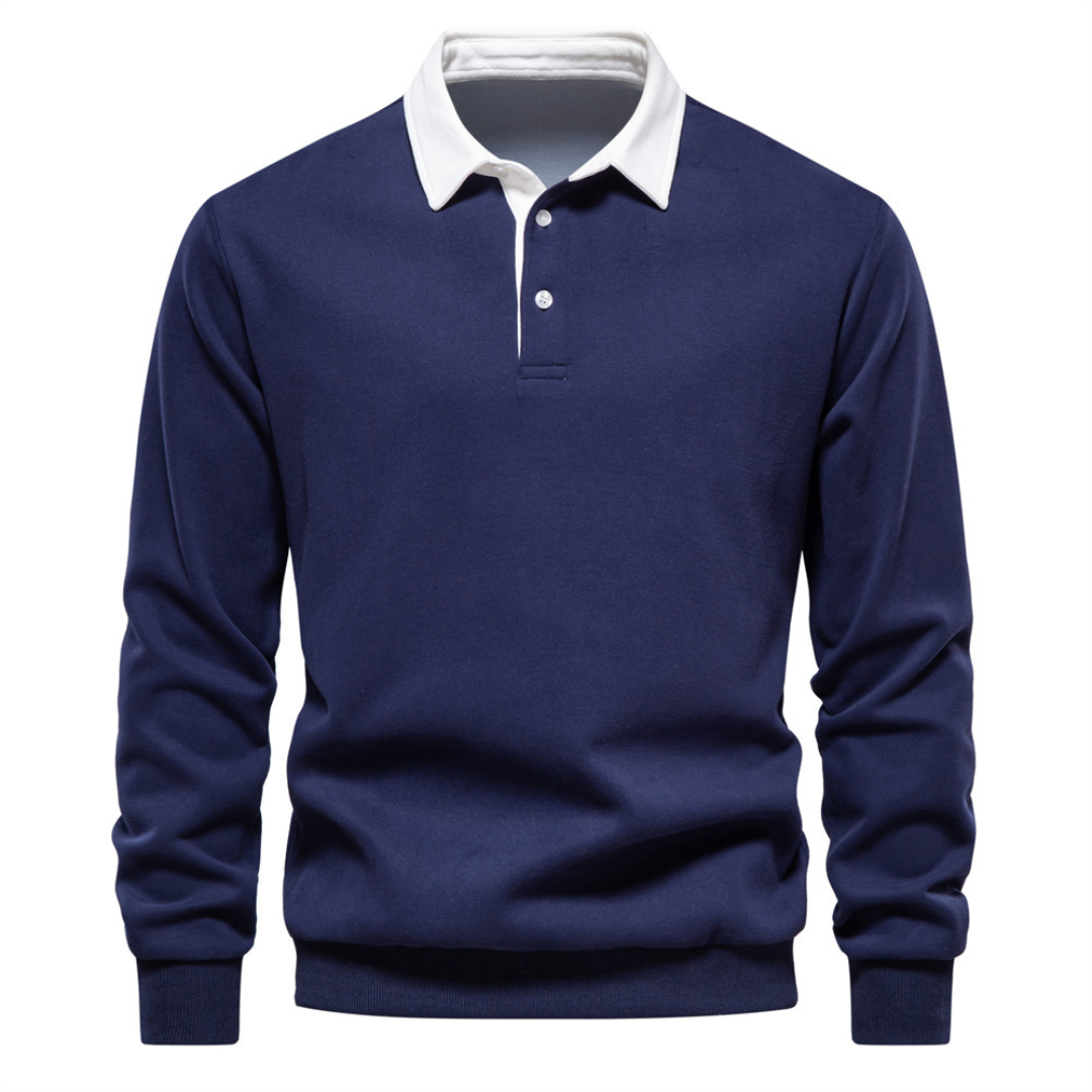 Men's Collared Long Sleeve Polo Shirt