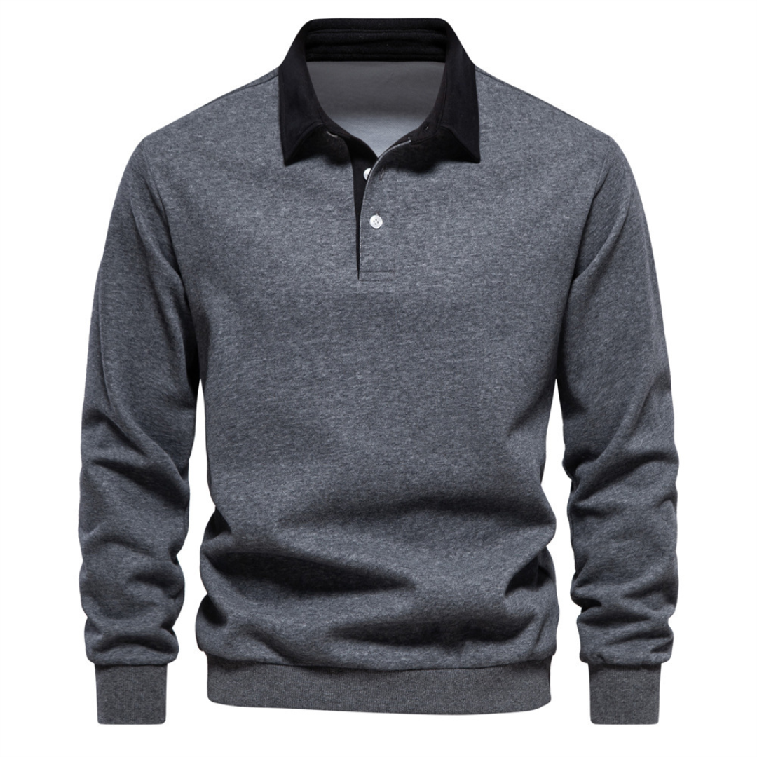 Men's Collared Long Sleeve Polo Shirt