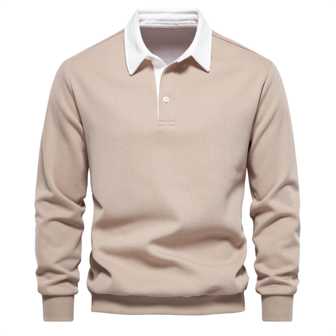 Men's Collared Long Sleeve Polo Shirt