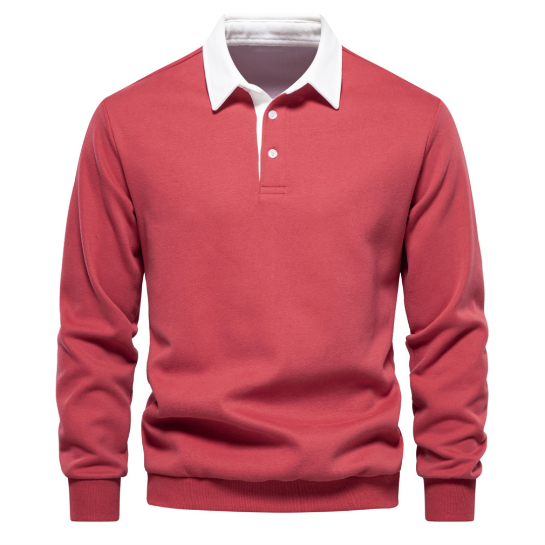 Men's Collared Long Sleeve Polo Shirt