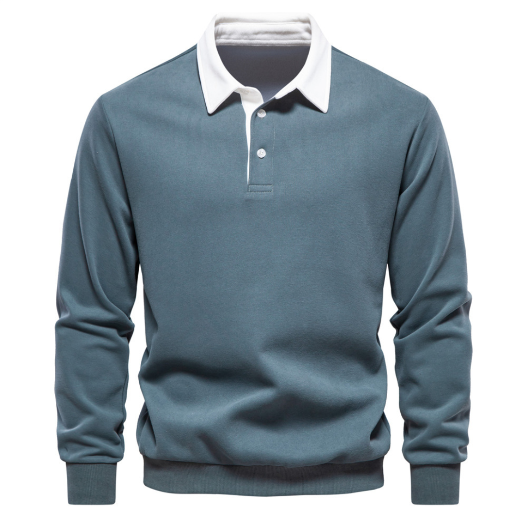 Men's Collared Long Sleeve Polo Shirt