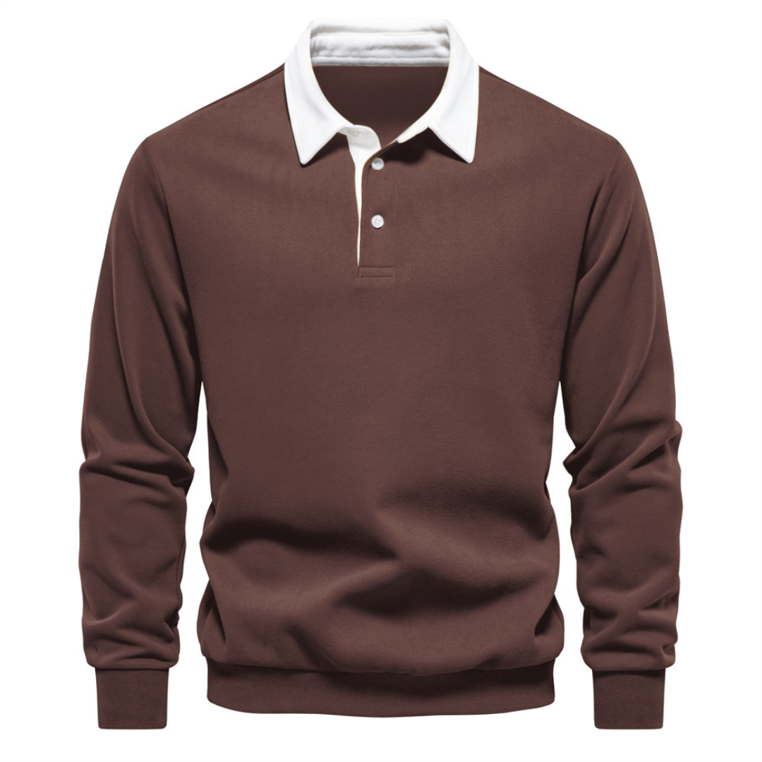 Men's Collared Long Sleeve Polo Shirt
