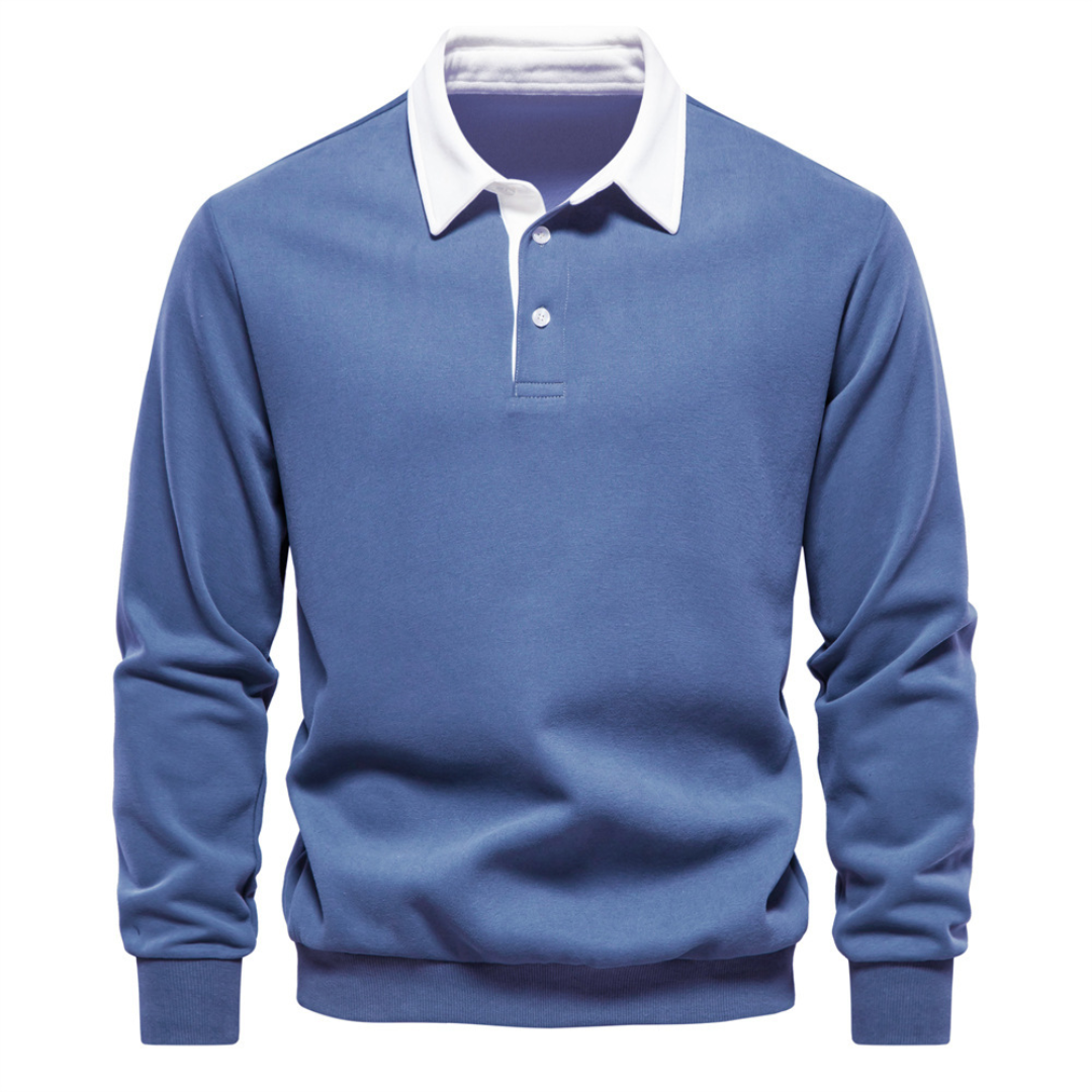Men's Collared Long Sleeve Polo Shirt